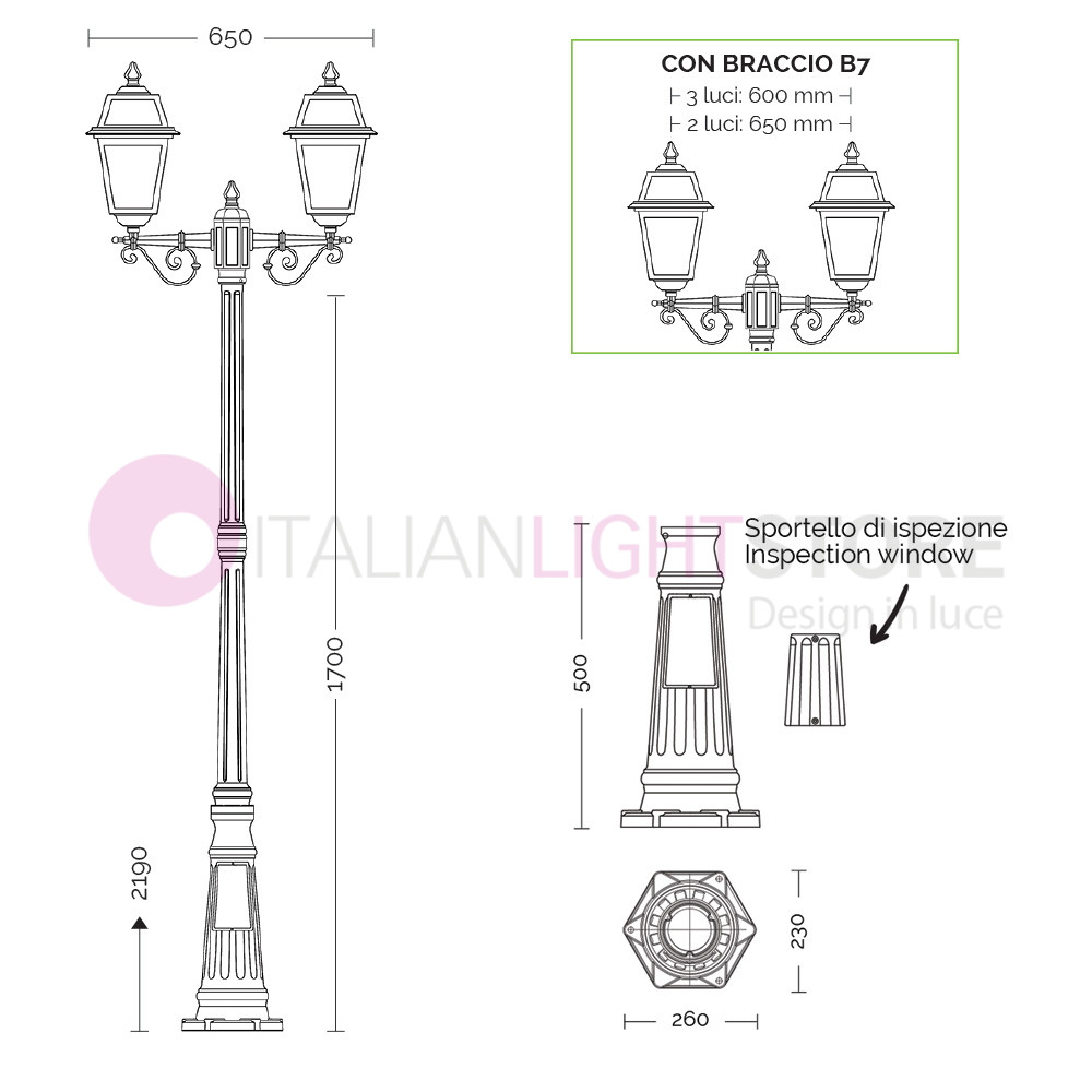 Artemide Antracite Lampione Classico Luci Quadrato Giardino L