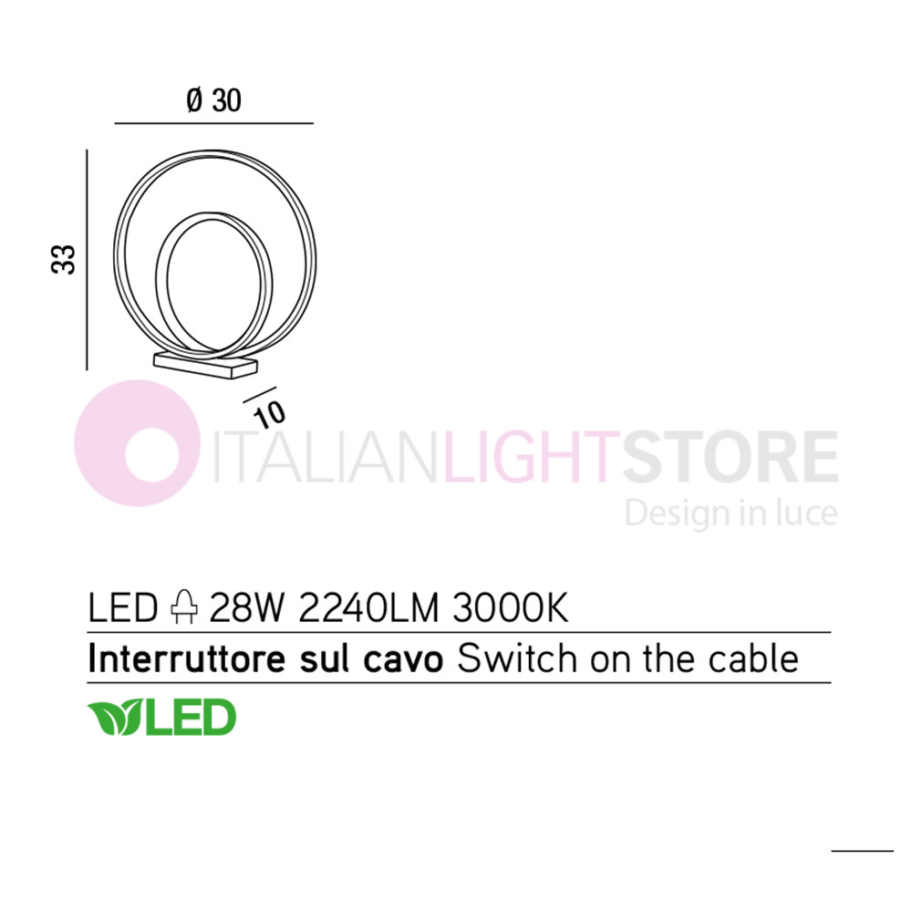 RITMO Lampe De Table Cercles Modernes D30 Blanc Led Perenz 6621BLC