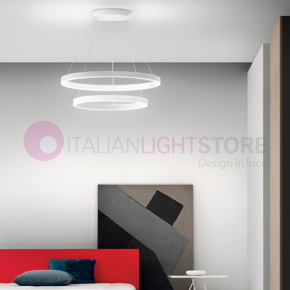 Criseide S P Gea Luce Sospensione Doppio Anello Led Design Moderno