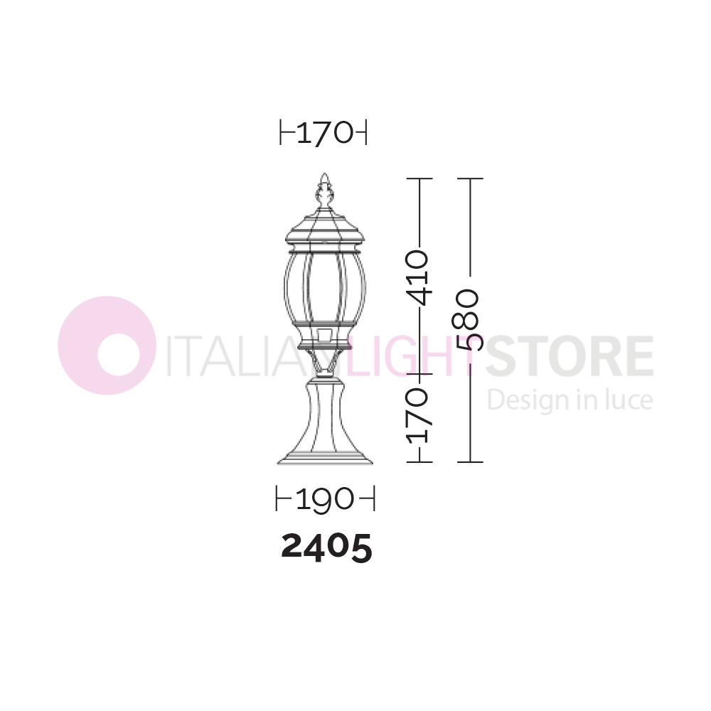 ENEA Lanterna Luce Cancello Lampione Esterno Giardino 2405 Nero Rame