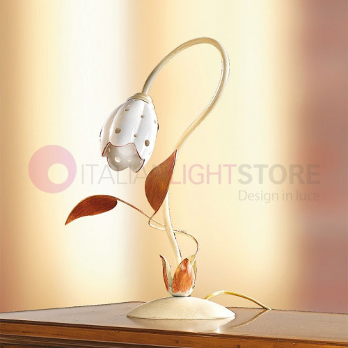 TULIP Table Lamp in Wrought Iron and Ceramic Rustic Country - Ceramiche Borso