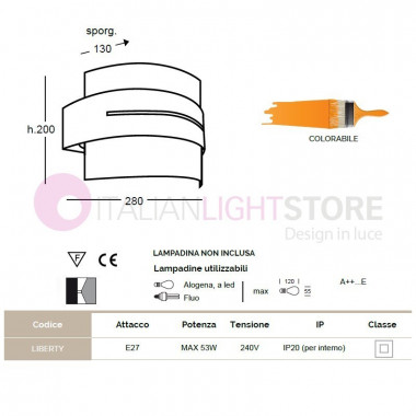 LIBERTY dekorative Gips-Wandleuchte mit Glas