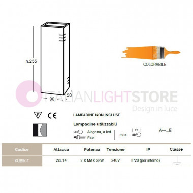 Applique Murale Verticale Cube Double Emission Design Moderne en Plâtre Indolore