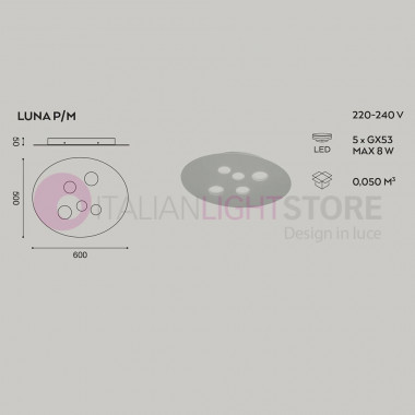 MOON Ceiling light Ceiling Modern 50x60 cm GEALUCE