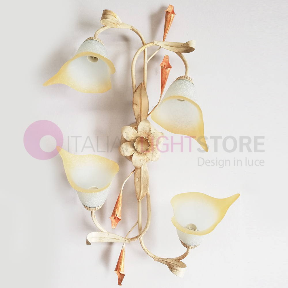 CALLA Plafoniera 4 Luces de Marfil Estilo Florentino Clásico