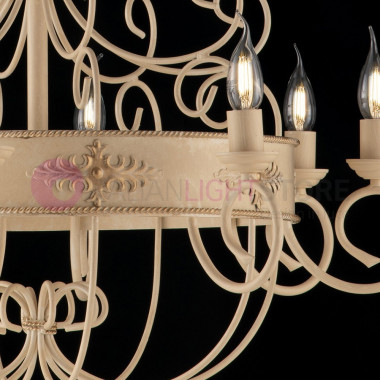 ARENA Chandelier 8 Lights in wrought Iron, Classic Rustic