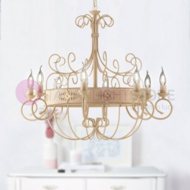 ARENA Chandelier 8 Lights in wrought Iron, Classic Rustic