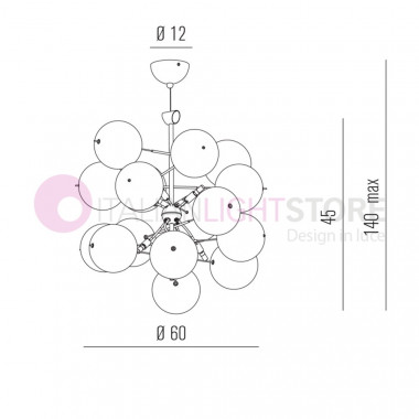 ATOM Modern Suspension Design 6 Lights, Ball Crystal Metallux