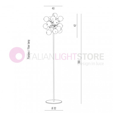 ATOM floor Lamp Modern Design Chrome 3-Light Ball Crystal Metallux