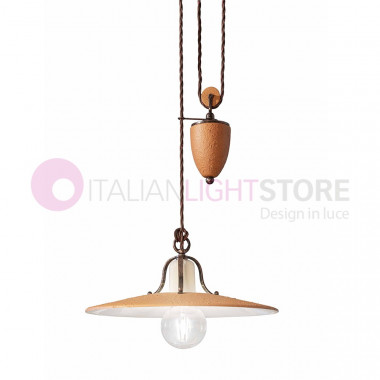 BOLOGNA C825SO FERROLUCE Rustic Suspension with Ups and Downs in Decorated Ceramic d.40