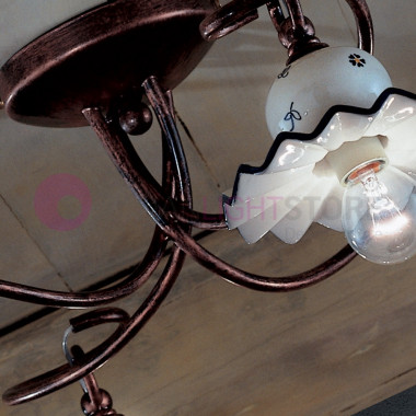 ROMA C404/4PL FERROLUCE Ceiling lamp with 4 lights in Ceramic Decorated Rustic Style