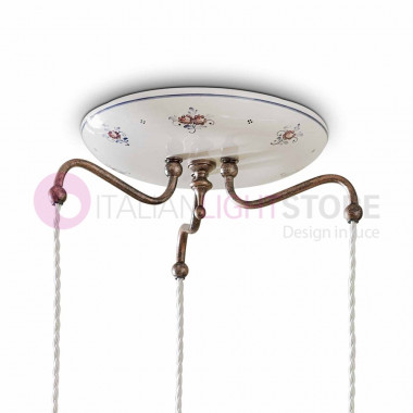 CHIETI FERROLUCE C202SO Suspension 3 lights Ceramic Decorated Rustic Circular Base