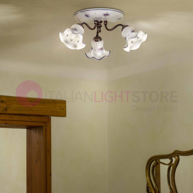 CHIETI FERROLUCE C171PL 3-light ceramic ceiling lamp Decorated Rustic Style