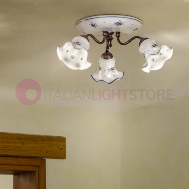 CHIETI FERROLUCE C171PL 3-light ceramic ceiling lamp Decorated Rustic Style