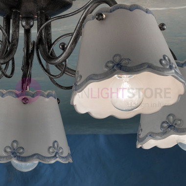 RAVENNA FERROLUCE C924PL 5-light ceiling lamp Rustica ceramic decorated