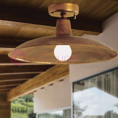 ERA Plafoniera a Soffitto Piatto d.38 Lampada Rustica da Esterno Giardino FEBOLIGHT