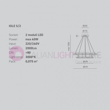 IOLE GEALUCE IOLE-S2 Moderne Aufhängung mit 2 Lichtkreisen d.67 mit integrierter LED