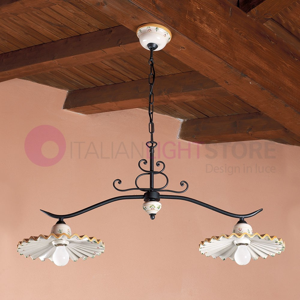 PISA IMAS 34695/2L Barbell Chandelier 2 luces Cerámica rústica decorada