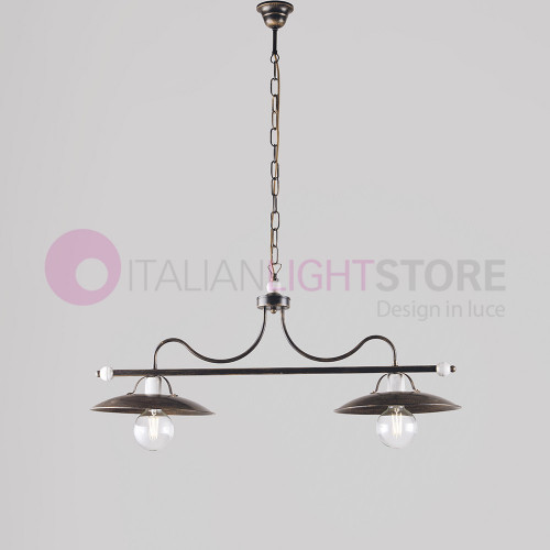 CASALE Chandelier Industrial Barbell 2 Luces de Hierro Forjado