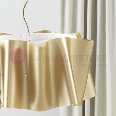 FOLIO by LINEA ZERO ILLUMINAZIONE, Chandelier Suspension Design Moderno 3 Measures Fabric Effect