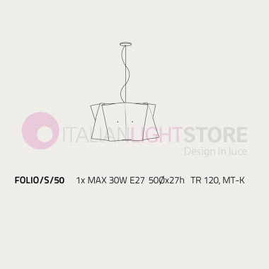 FOLIO by LINEA ZERO ILLUMINAZIONE, Chandelier Suspension Design Moderno 3 Measures Fabric Effect