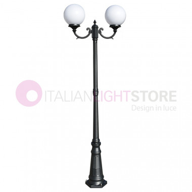 ORIONE ANTRACITA 1832/2L LIBERTI LAMPPOST con 2 luces para Jardín Exterior con esferas globos de policarbonato d.25