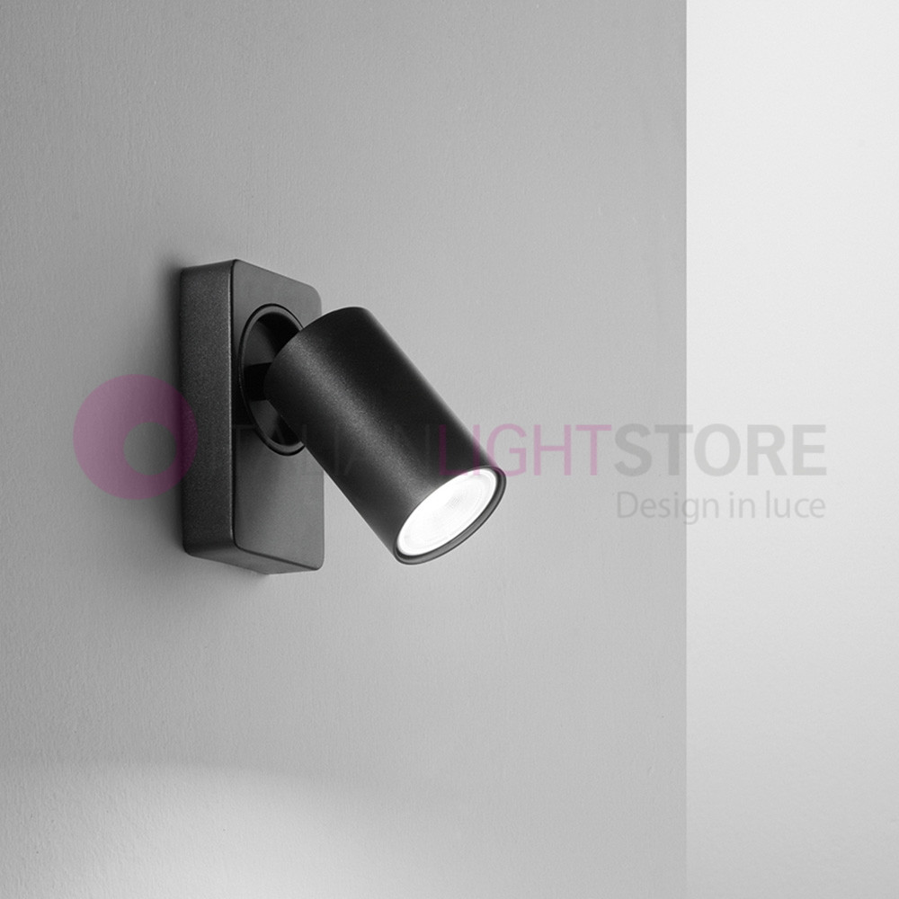 Applique murale ou plafonnier avec 1 spot orientable en Aluminium Noir 8174N Oddy Perenz