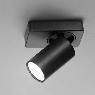 Wall or ceiling lamp with 1 adjustable spotlight in Black Aluminum 8174N Oddy Perenz