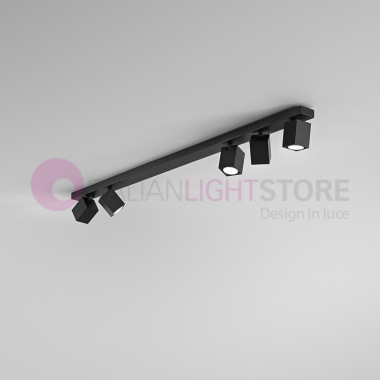 Plafón binario con 5 luces orientables en aluminio 8173N negro Oddy Perenz