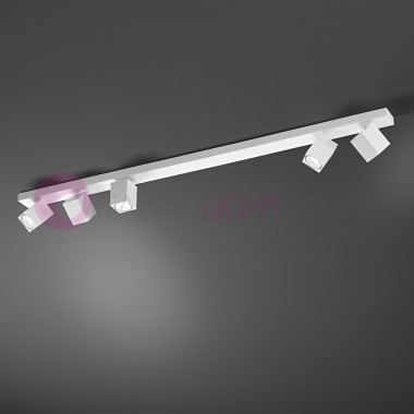 Tracked ceiling light with 5 lights Adjustable spotlights in white aluminum 8173B Oddy Perenz