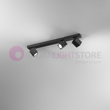 Track ceiling light with 3 lights adjustable spotlights gu10 in Black Aluminum 8172N Oddy Perenz Illumina